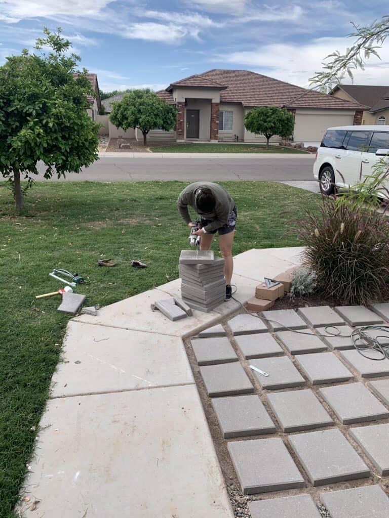 Concrete shop block patio